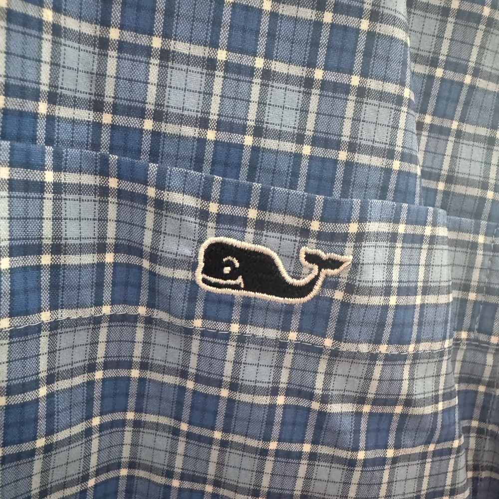 Men's Vineyard Vines On-The-Go Performance Blue Checkered Shirt - Picture 2 of 4